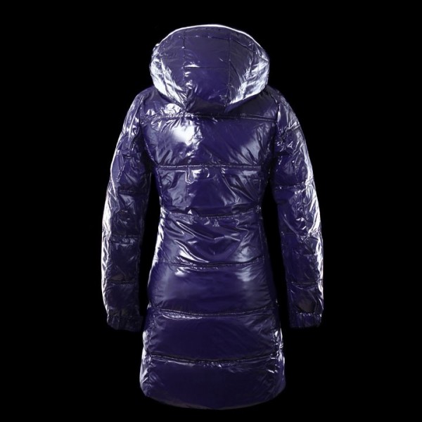 Moncler Semplice Cap lunga e tasche Viola Cappotti uscita